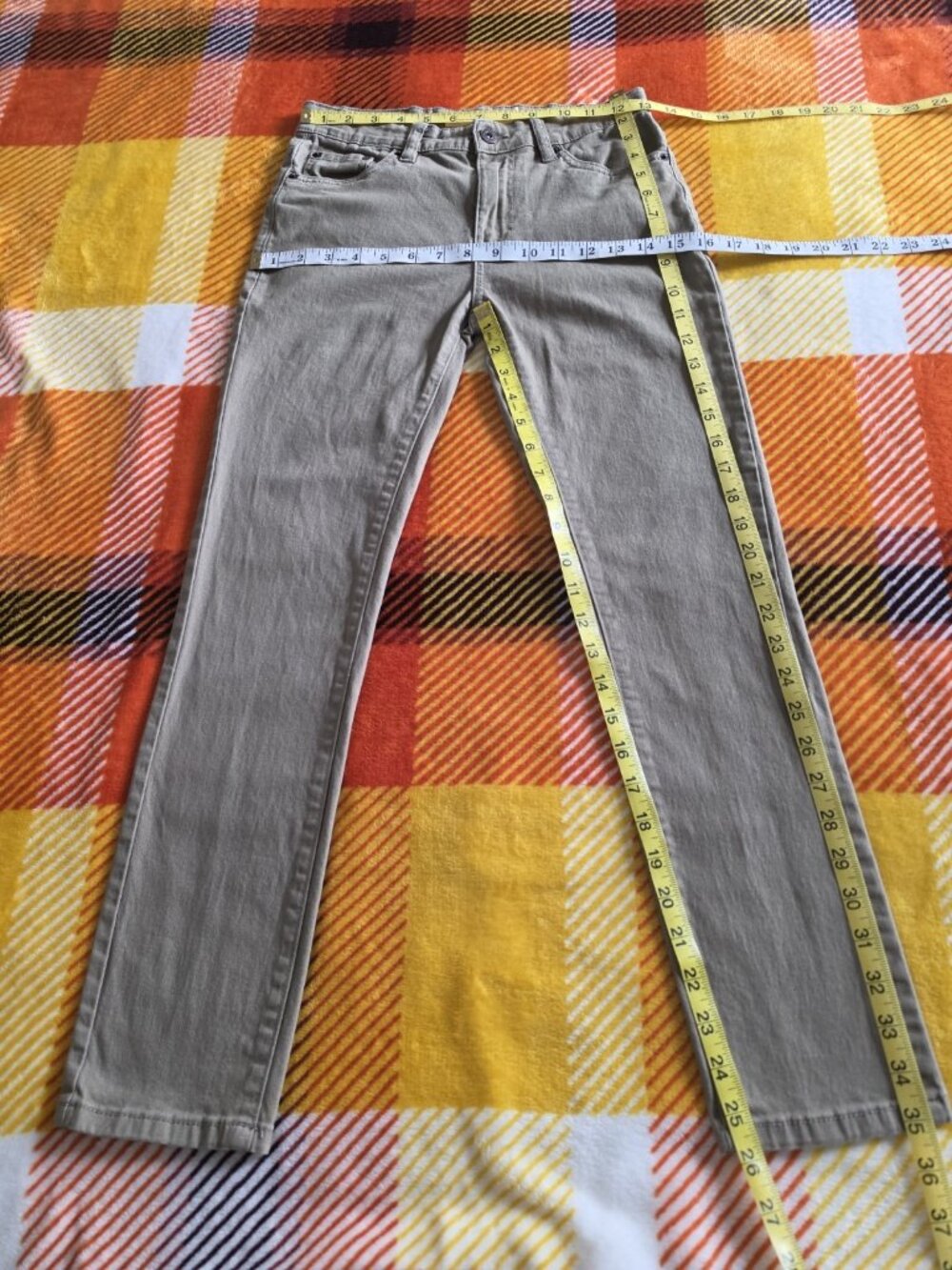 Lucky Brand Boys Beige Skinny Stretch Denim Pants Size 12 Regular Mid Rise - Picture 8 of 9